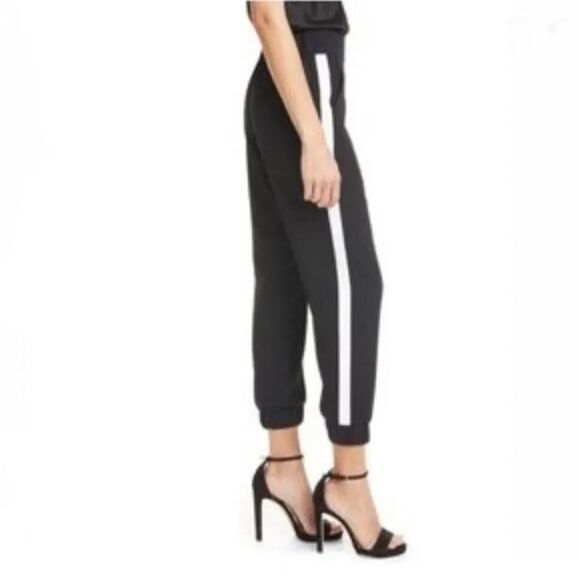 Alice + Olivia Tokyo Hi tech Joggers, Medium. Black, white stripe. track pants - Picture 2 of 14